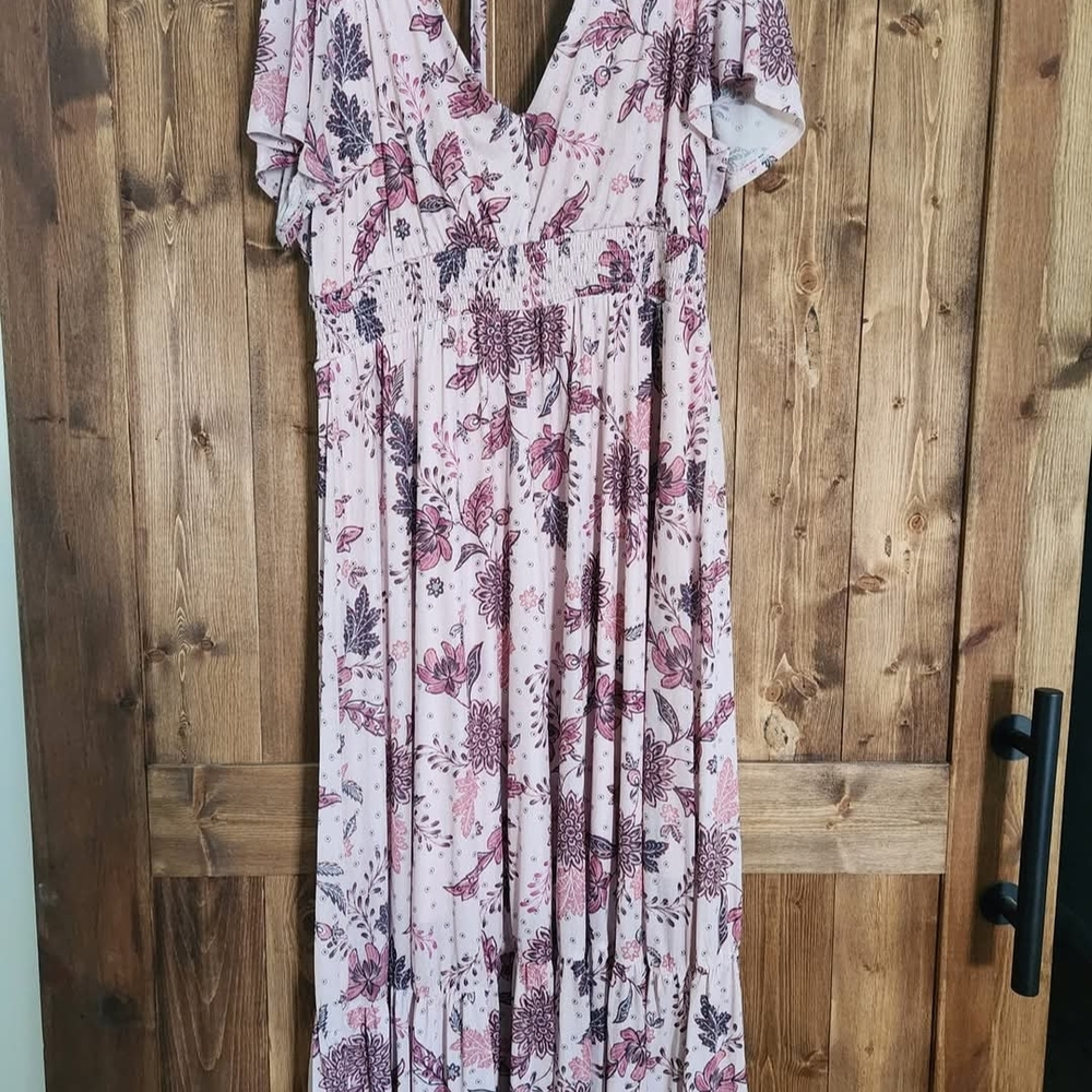 Maurices Pink and Purple Floral Maxi Dress